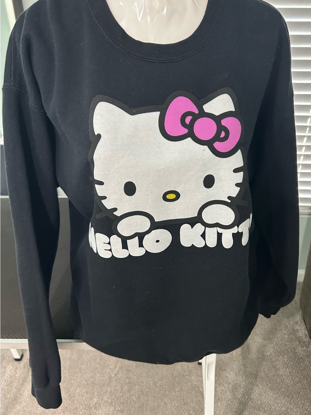 Sanrio Hello Kitty Black Sweatshirt with Pink Bow Accent